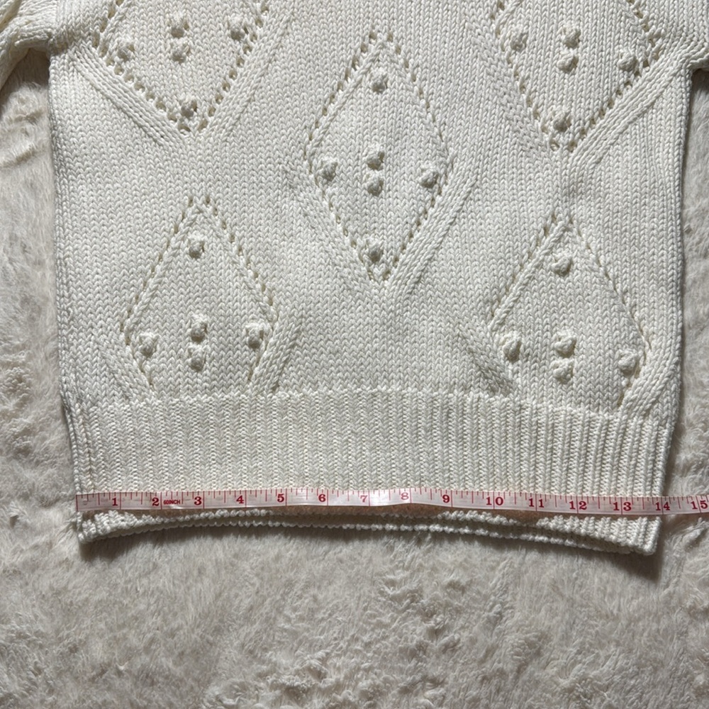 NWOT Size XS LOFT pointelle and bone sweater - Picture 6 of 9